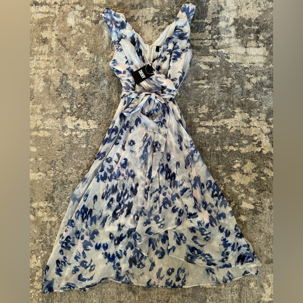 DKNY Blue and White Floral Maxi Dress